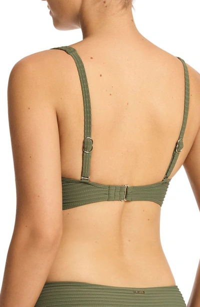 Shop Sea Level Cross Front Multifit Bikini Top In Khaki