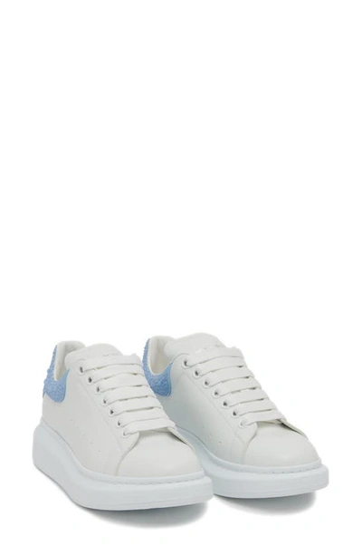 Shop Alexander Mcqueen Oversized Crystal Embellished Sneaker In White/ Powder Blue