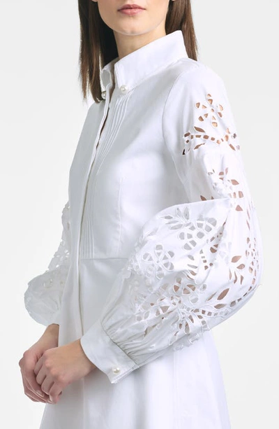 Shop Sachin & Babi Tate Balloon Long Sleeve Cotton Shirtdress In White
