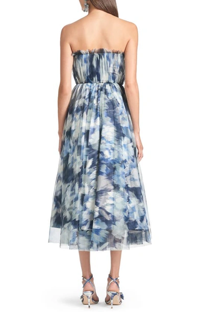 Shop Sachin & Babi Marni Strapless Tulle Cocktail Dress In Blue Ikat Floral