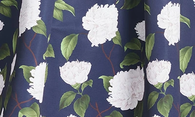 Sachin & Babi Olena Floral Mikado Midi Cocktail Dress In Navy Ivory Moonlit Garden
