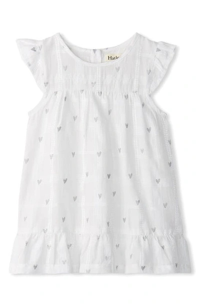 Shop Hatley Glitter Hearts Flounce Dress In White