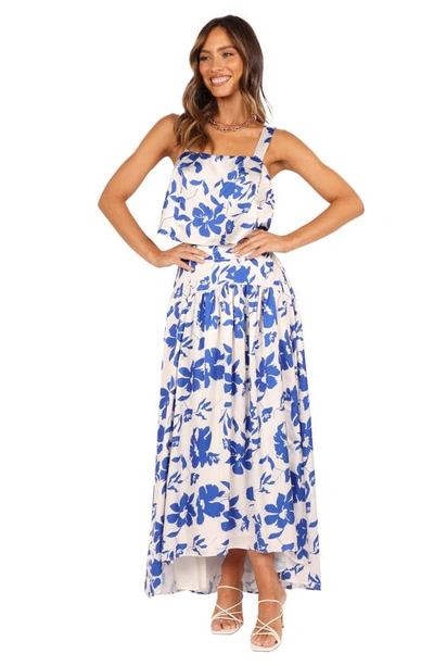 Shop Petal And Pup Petal & Pup Lulu Floral Print Two-piece High-low Dress In Blue Floral