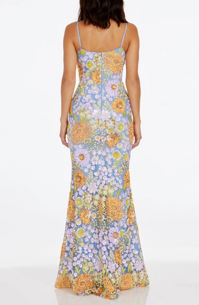 Shop Dress The Population Giovanna Floral Sequin Mermaid Gown In Lavender Multi