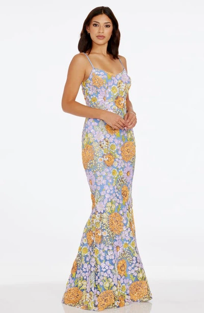 Dress The Population Giovanna Gown In Lavender Multi