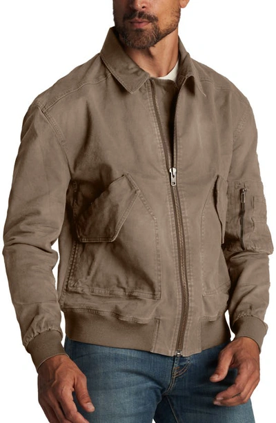 Shop Rowan Dillon Twill Bomber Jacket In Stone