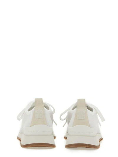 Shop Brunello Cucinelli Knitted Sneaker In White