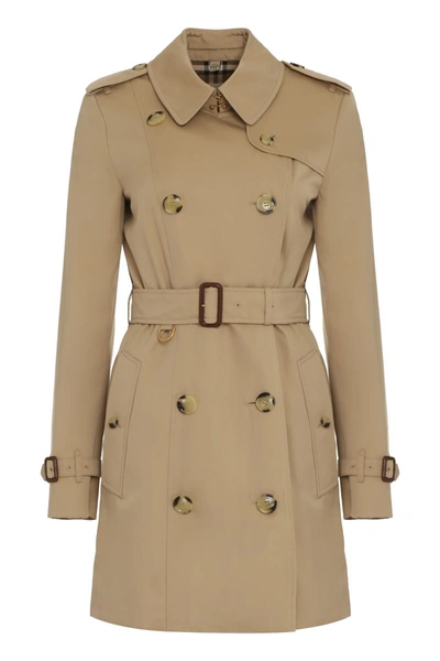 Shop Burberry Gabardine Trench Coat In Beige