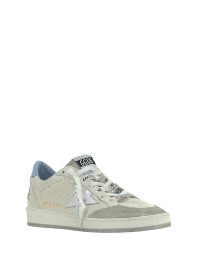 Shop Golden Goose Sneakers In White/blue Fog/silver