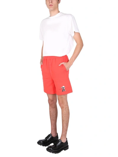 Helmut Lang Figure Logo-print Shorts In Red