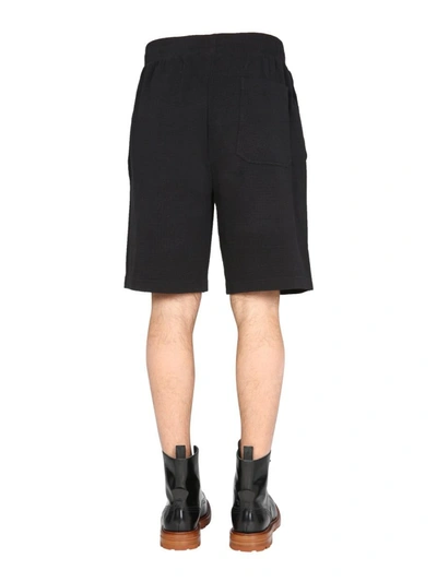 Shop Helmut Lang "waffle" Bermuda In Black