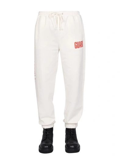 Shop Helmut Lang Logo Print Jogging Pants In White