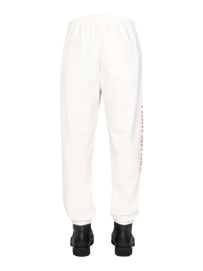 Shop Helmut Lang Logo Print Jogging Pants In White