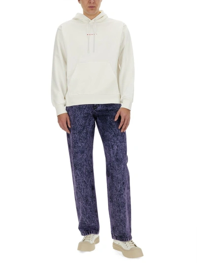 Shop Marni Marbled Effect Jeans In Blue