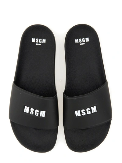 Shop Msgm Slide Sandal In Black