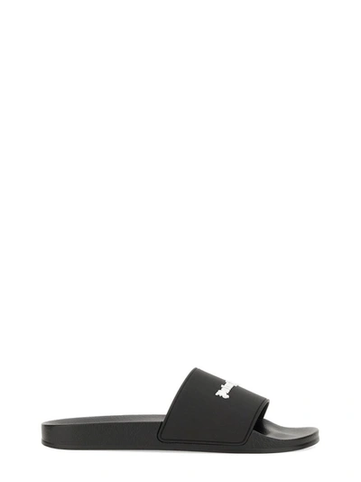 Shop Palm Angels Slide Sandal With Logo In Black