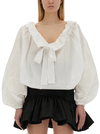 Shop Patou Top With Balloon Sleeves In White