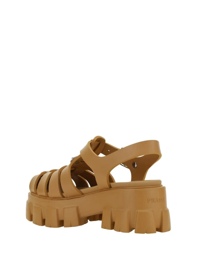 Shop Prada Sandals In Orzo