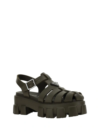 Shop Prada Sandals In Militare