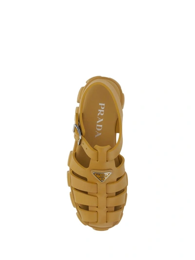 Shop Prada Sandals In Orzo