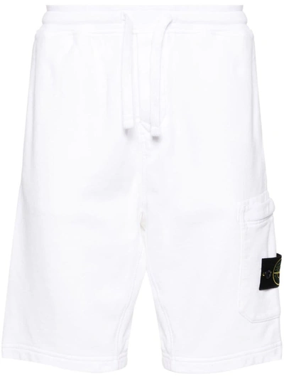 Shop Stone Island Regular Fit Cargo Shorts In Cotton Fleece In White
