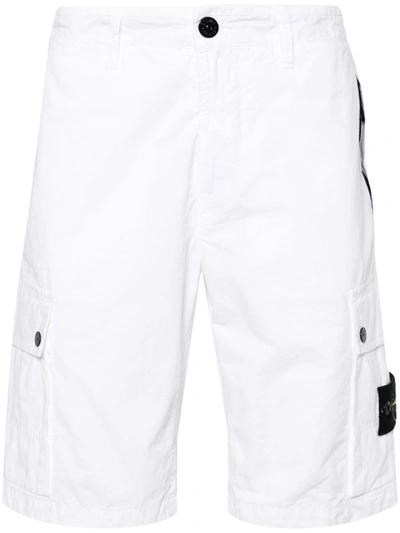 Shop Stone Island Slim Fit Cargo Shorts ‘old' Treatment In White