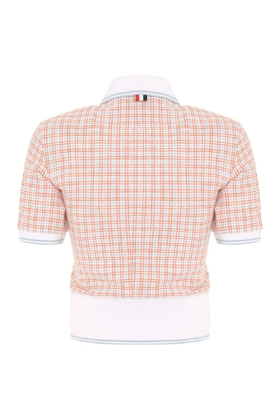 Shop Thom Browne Cotton Tweed Polo Shirt In White