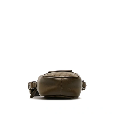 Shop Bottega Veneta Intrecciato Khaki Leather Shoulder Bag ()