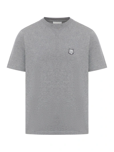 Shop Maison Kitsuné Fox Head Patch Cotton T-shirt In Grey
