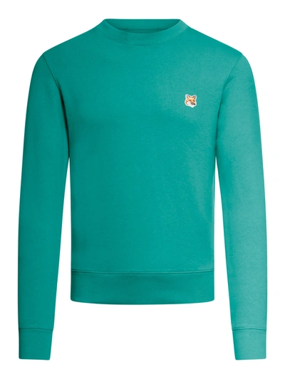 Shop Maison Kitsuné Fox Head Patch Regular Sweatshirt In Green