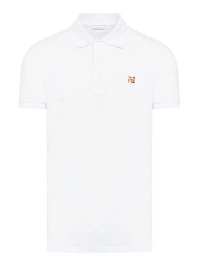 Shop Maison Kitsuné Fox Head Piqué Polo Shirt In White