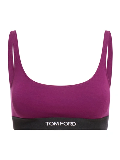 Shop Tom Ford Logo Bralette In Pink & Purple