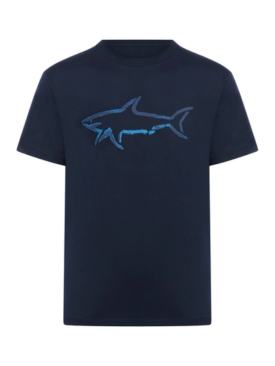 Shop Paul & Shark Logo-print Cotton T-shirt In Blue