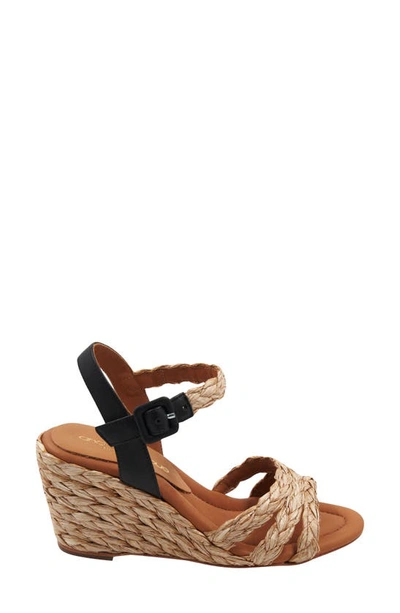 Shop Andre Assous Milena Wedge Sandal In Natural/ Black