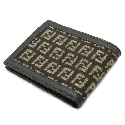 Shop Fendi Zucchino Black Canvas Wallet  ()