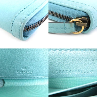 Shop Gucci Bamboo Turquoise Leather Wallet  ()