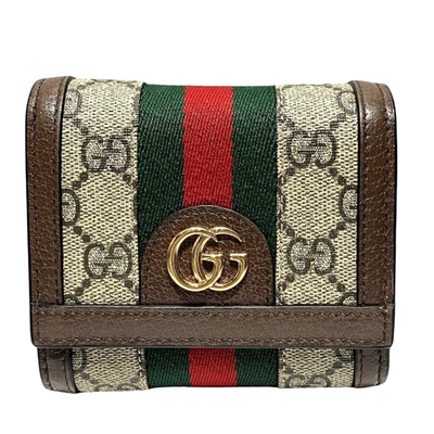Shop Gucci Ophidia Beige Canvas Wallet  ()