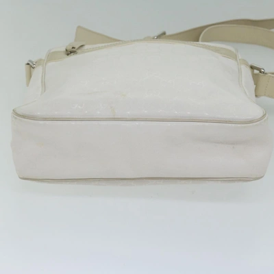Shop Gucci White Canvas Shoulder Bag ()