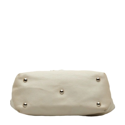 Shop Gucci White Leather Tote Bag ()