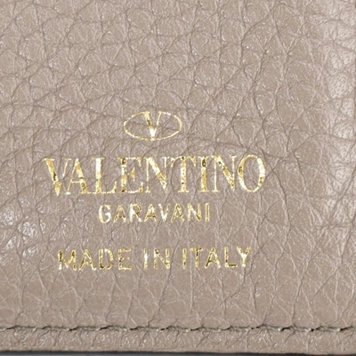 Shop Valentino Garavani Rockstud Beige Leather Wallet  ()