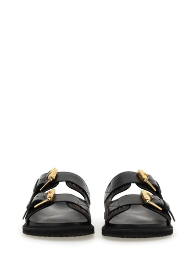 Shop Moschino Slide Sandal With Logo In Black