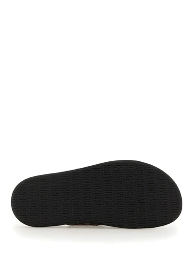 Shop Moschino Slide Sandal With Logo In Black