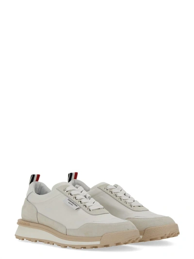 Shop Thom Browne Leather Sneaker In White