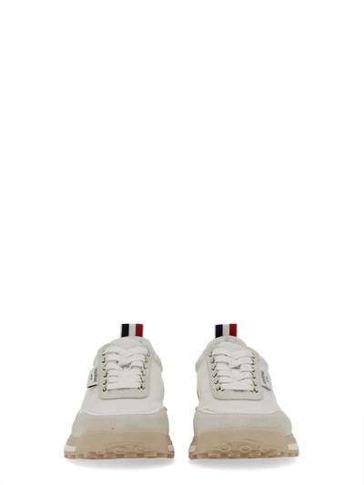 Shop Thom Browne Leather Sneaker In White