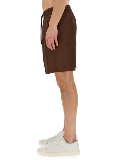 Shop Tom Ford Silk Bermuda Shorts In Brown