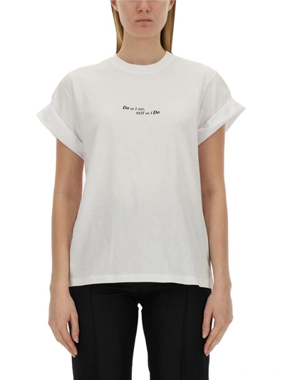 Shop Victoria Beckham Cotton T-shirt In White