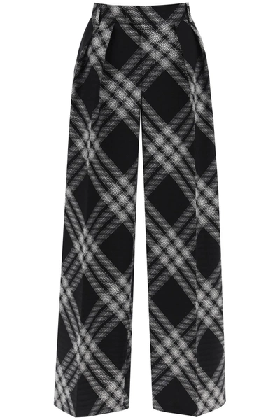 Shop Burberry Double Pleated Checkered Palazzo Pants