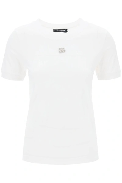 Shop Dolce & Gabbana Dg Crystal Logo T Shirt For
