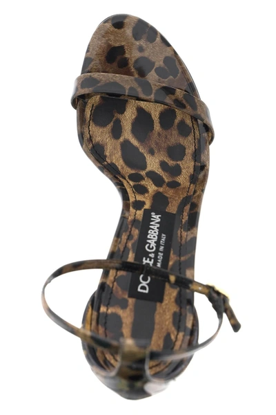 Shop Dolce & Gabbana Leopard Print Glossy Leather Sandals