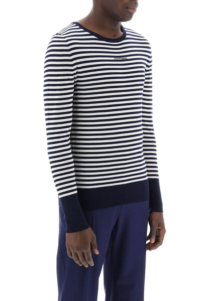 Shop Dolce & Gabbana Lightweight Striped Wool Pullover Sweater